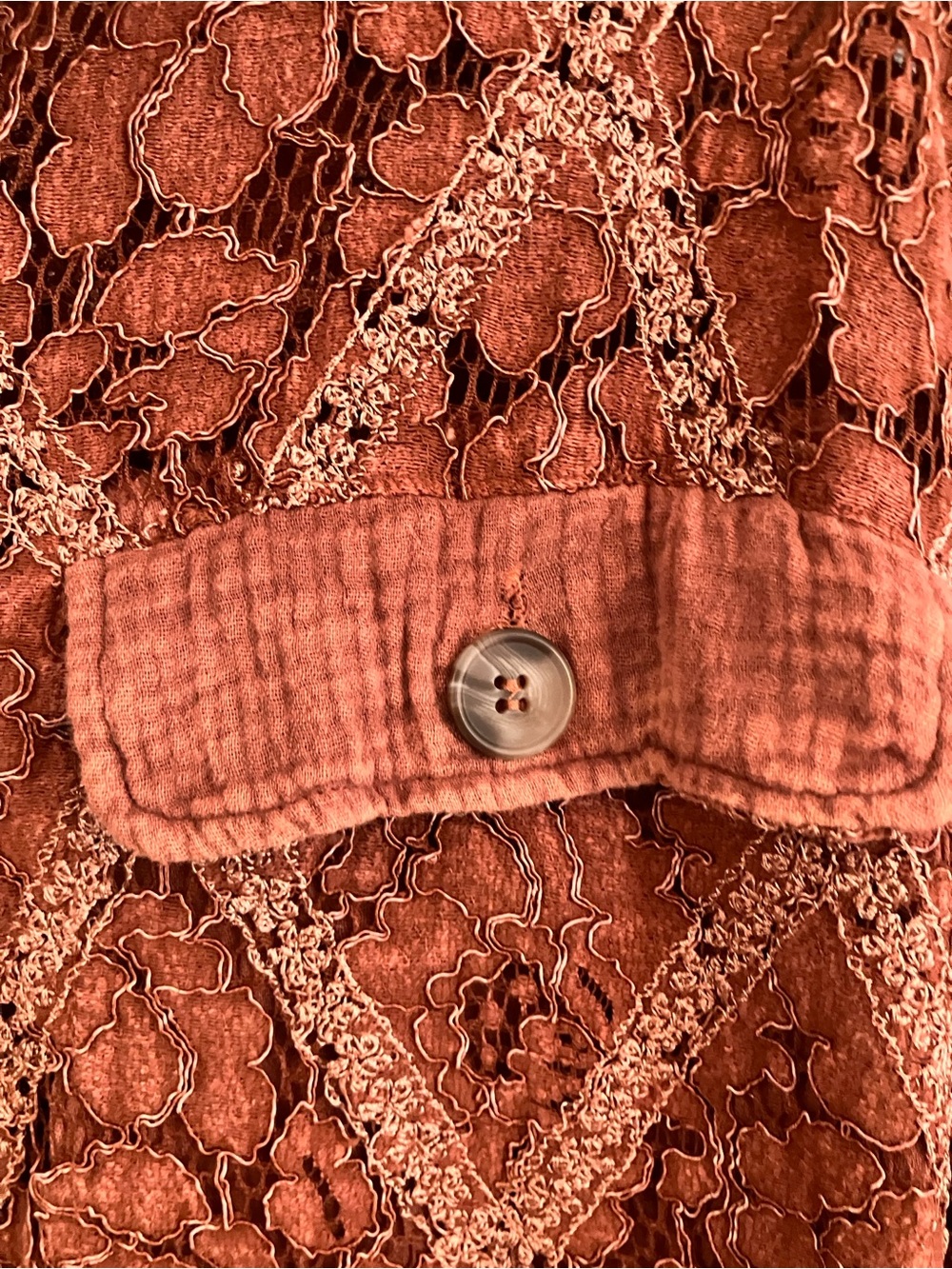 Oli & Hali Lace Button-Up Shirt Jacket in Terracotta NWOT - Picture 4 of 9
